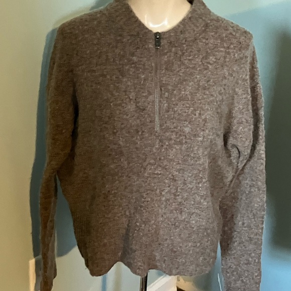 Madewell Women’s Crop Pink/Cream/Brown Alpaca Wool Blend 1/2 Zip Sweater S - Picture 3 of 11